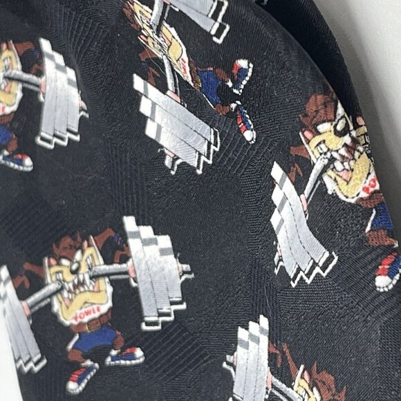 Looney Tunes Mania Tasmanian Devil Power Lifter Tie Black Vintage - Picture 9 of 12